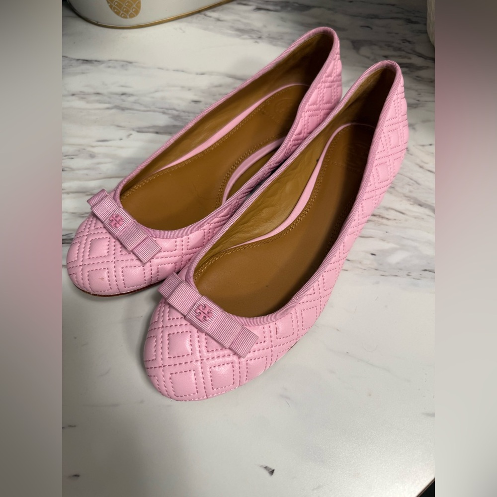 Tory Burch Pink Quilted Ballet Flats - Picture 2 of 5